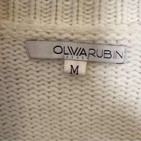 OLIVIA RUBIN Cecily Cream Knit Rhinestone Heart Buttons Cardigan Sweater - Picture 5 of 6